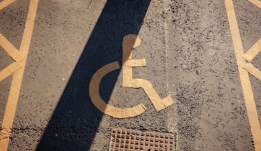 Disabled accessible parking spot yellow and black