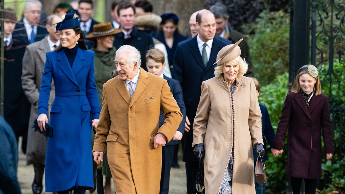 The British royals on their annual Christmas walk outdoors.