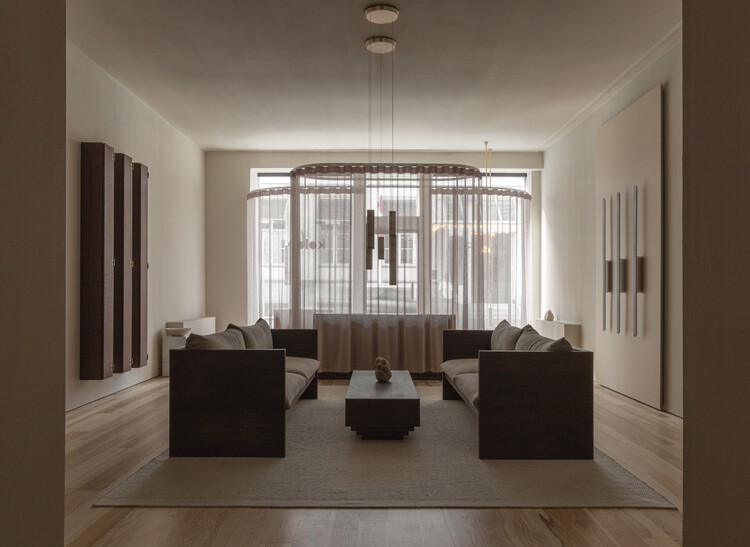 Kolon x Anour Showroom / NORM Architects + Karimoku Case - Interior Photography, Living Room, Wood, Lighting, Chair