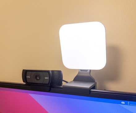 Logitech Litra Glow light with Logitech webcam.