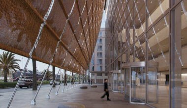 woven vegetal veil shrouds proposed congress center by luca poian & frade arquitectos