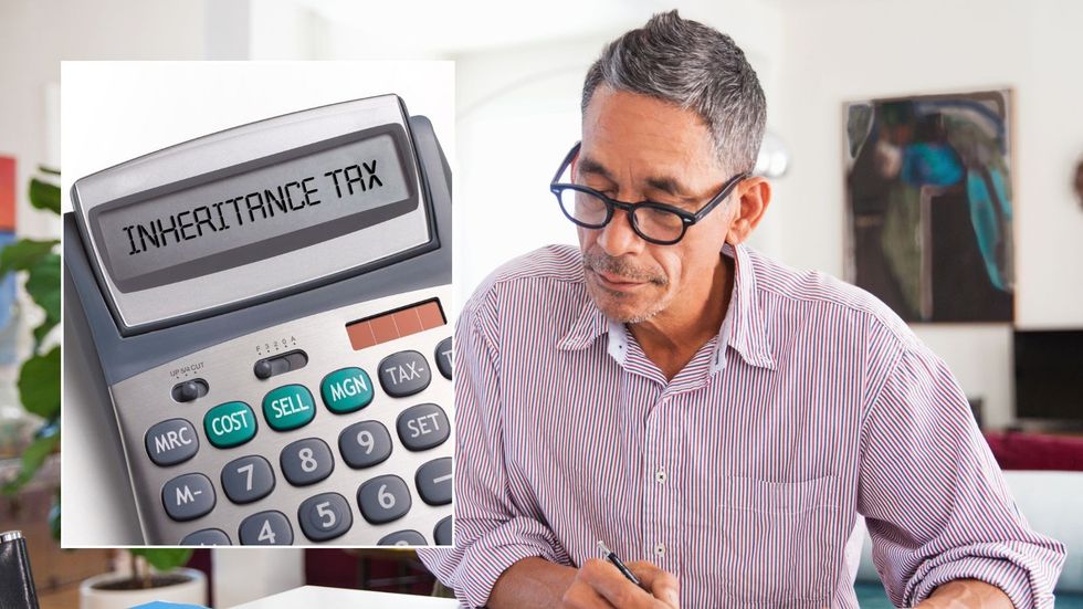 Man going over finances and inheritance tax on calculator