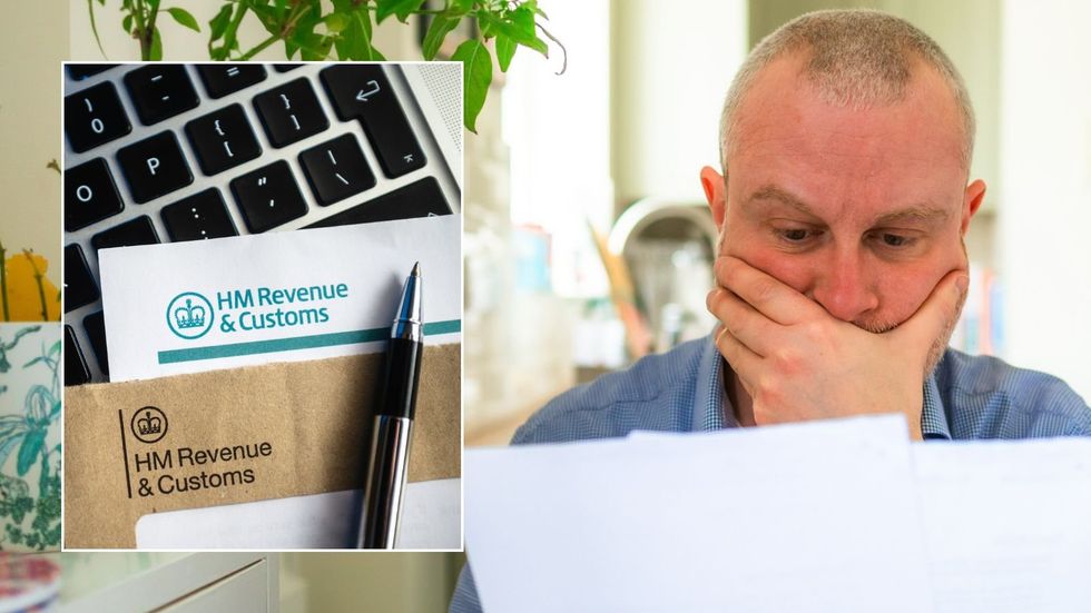 Man looking shocked and HMRC letter