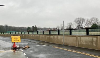 The re-opened section of road at Miller Gardens and new flood wall Pic: Environment Agency