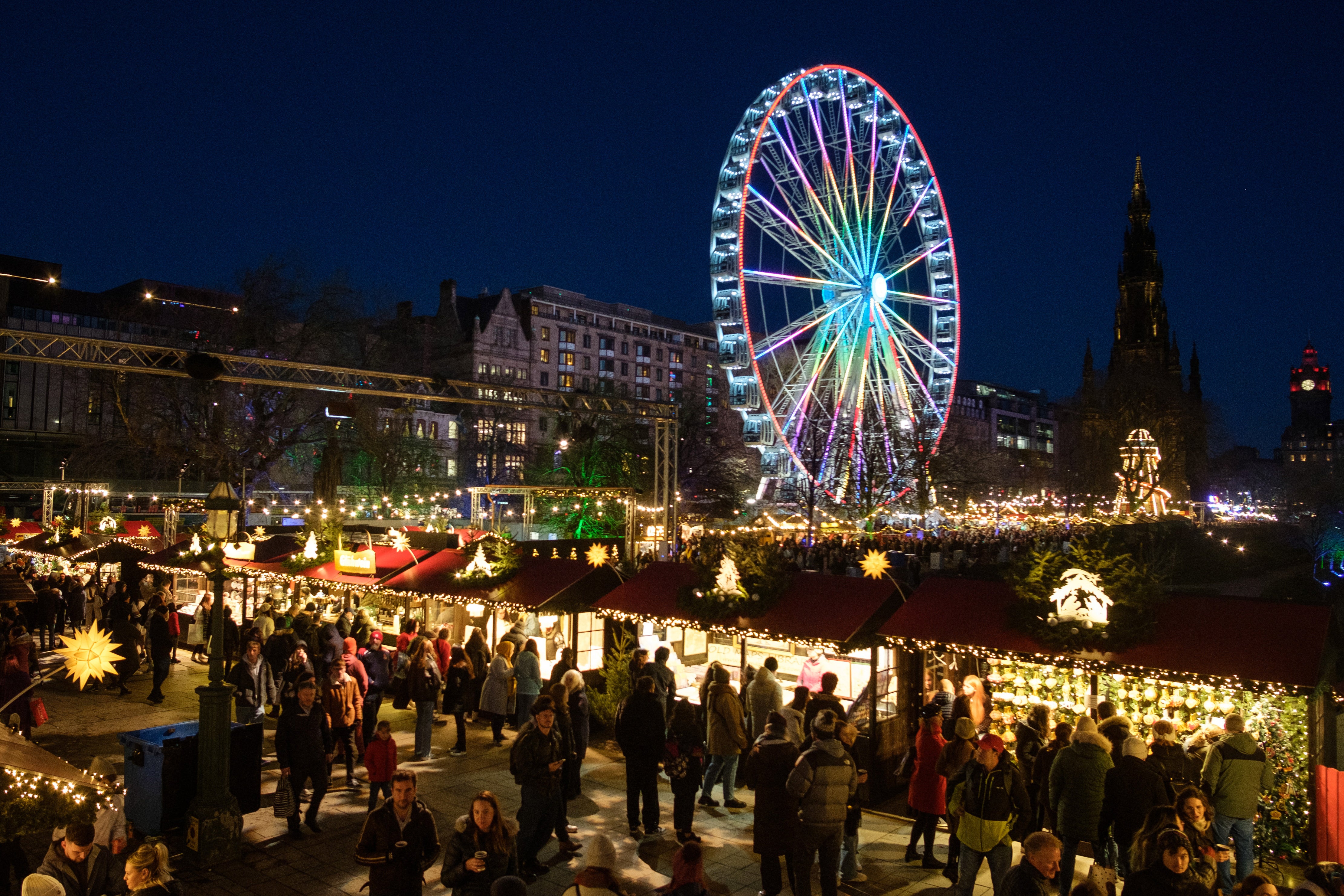 Chilly Edinburgh sparkles under a festive big wheel