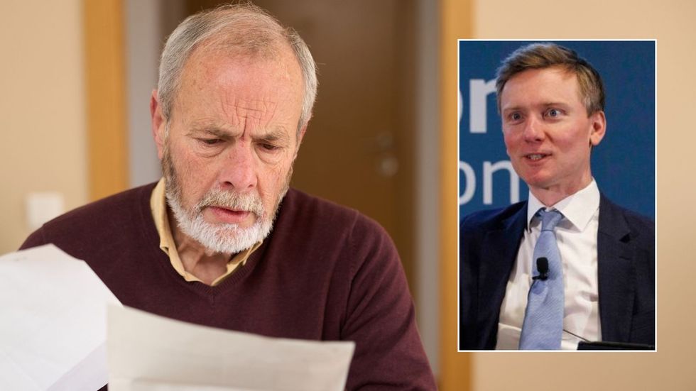 Pensioner looking worried and Torsten Bell