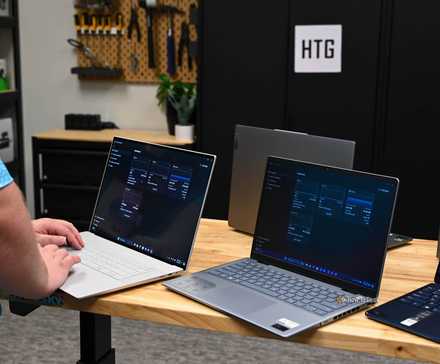 Person testing the performance of a laptop