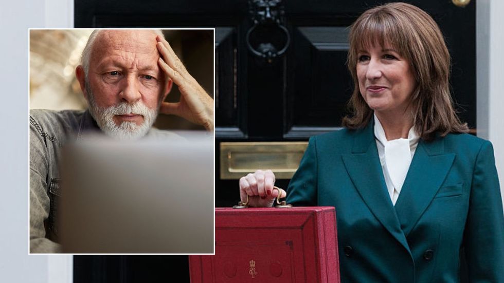 Rachel Reeves and man looking at computer