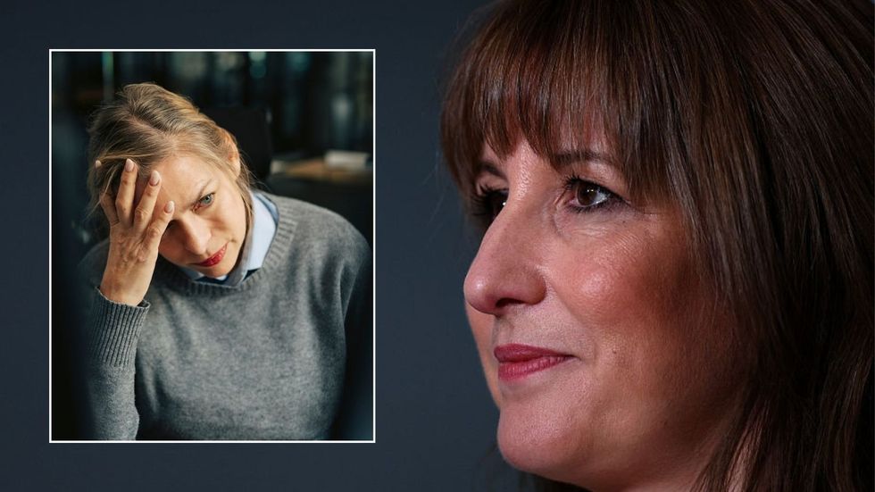 Rachel Reeves and worried woman