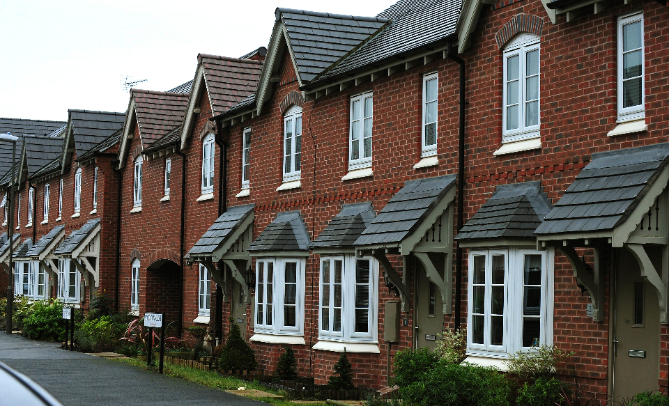A row of new looking terraced houses