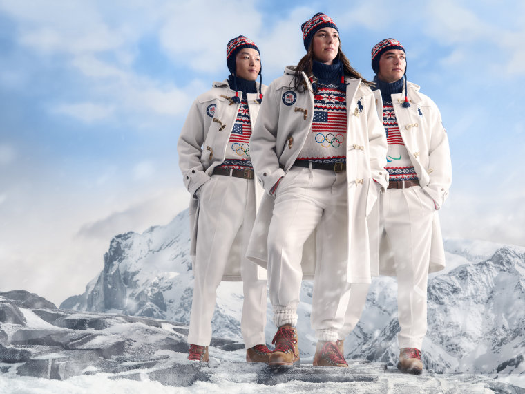 Athletes model Team USA’s opening ceremony uniform, designed by Ralph Lauren.