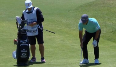 Ryo Hisatsune dropped his club on his ball (X/Twitter)