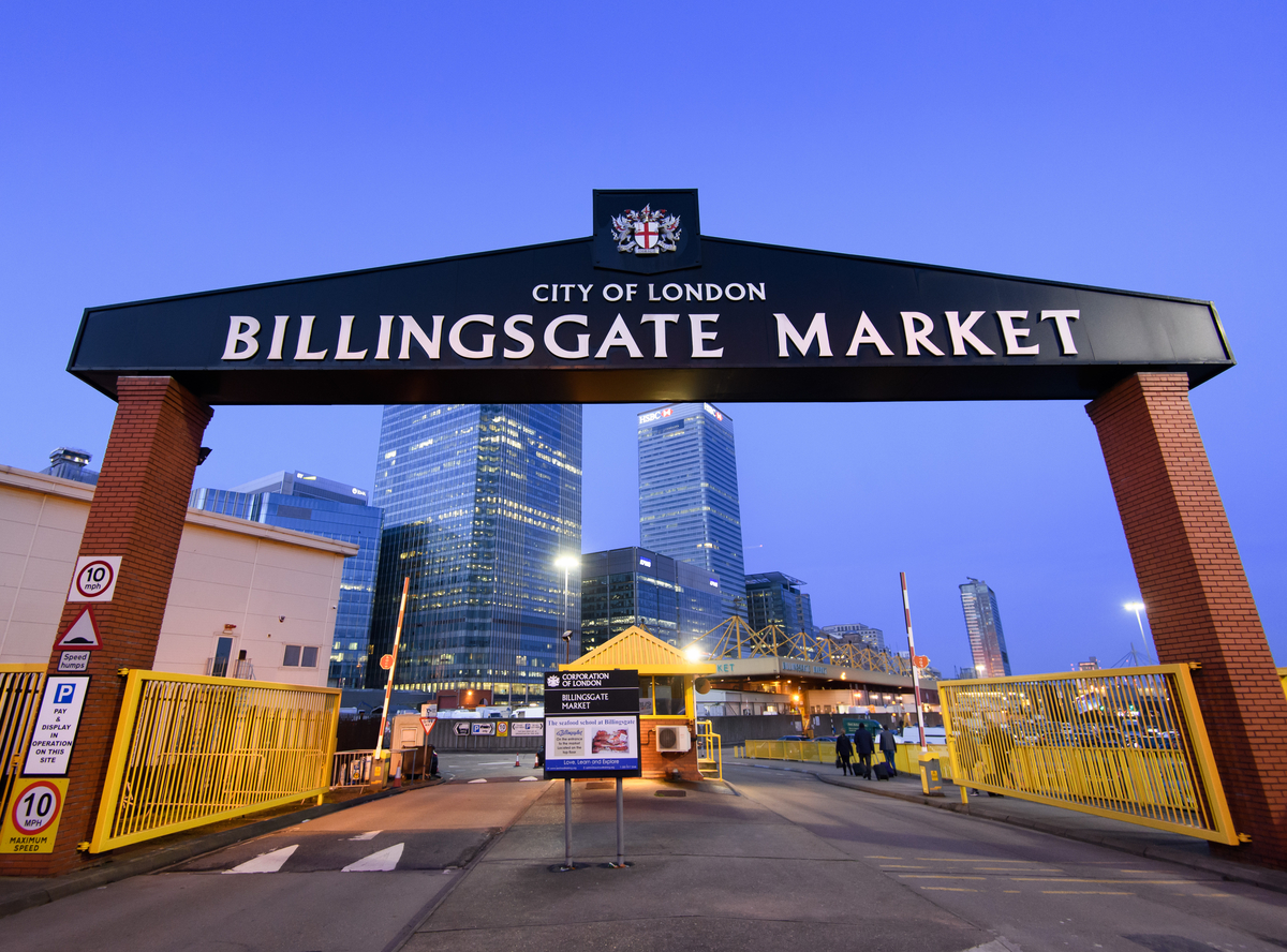 Billingsgate fish market Entrance in London's Docklands