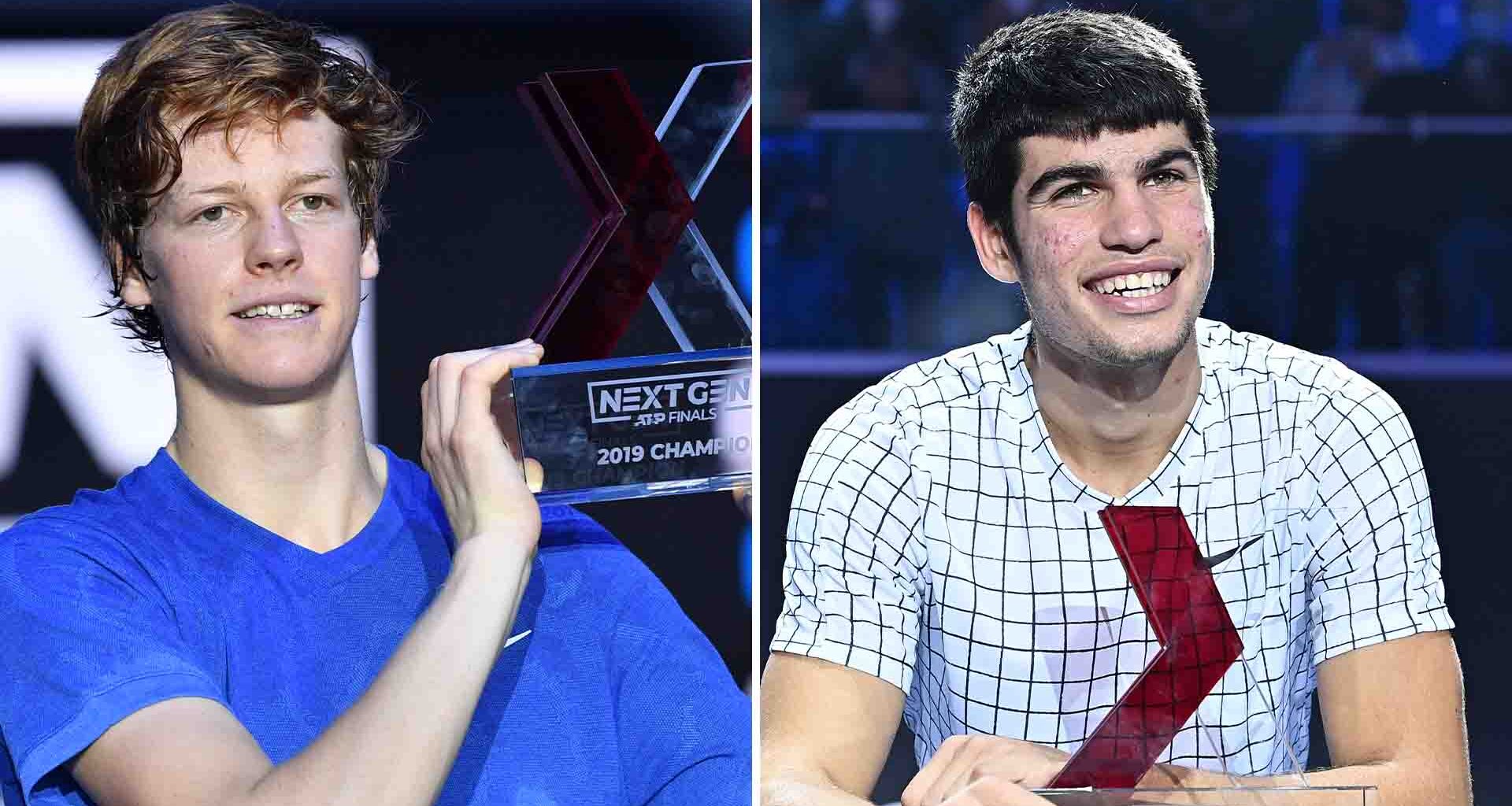 Jannik Sinner and Carlos Alcaraz were both 18 when they won the Next Gen ATP Finals presented by PIF in 2019 and 2021, respectively.