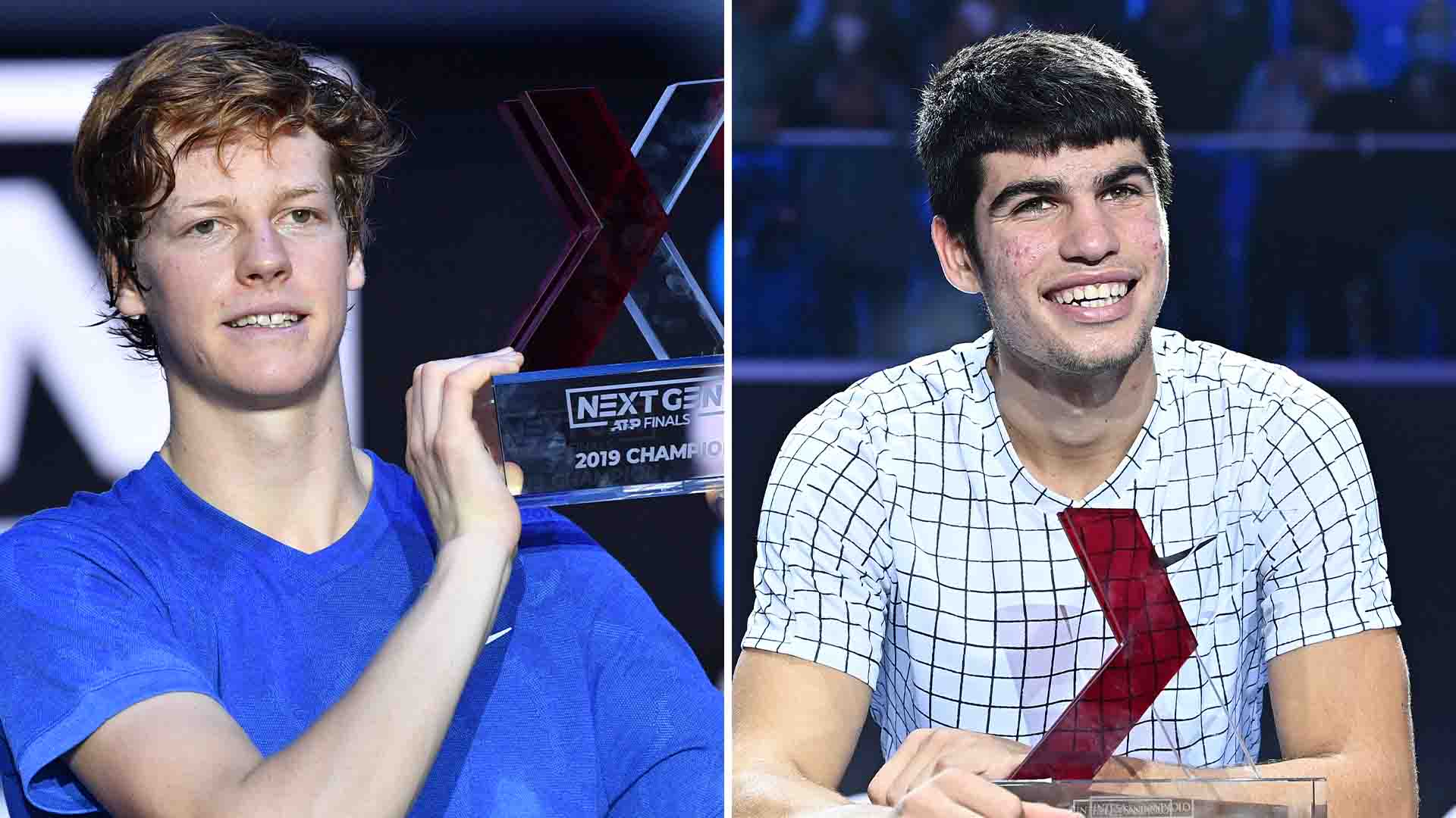 Jannik Sinner and Carlos Alcaraz were both 18 when they won the Next Gen ATP Finals presented by PIF in 2019 and 2021, respectively.