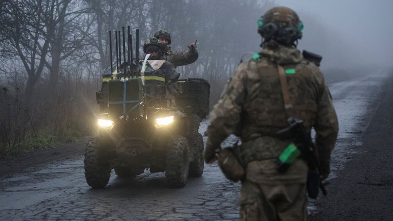 Servicemen of the 93rd Kholodnyi Yar Separate Mechanized Brigade of the Ukrainian Armed Forces. Pic: Reuters