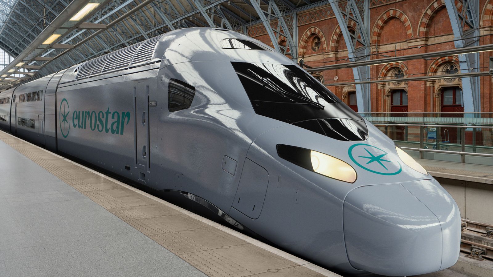 A computer-generated image issued by Eurostar of its planned new double-decker Celestia fleet. Pic: Eurostar/PA