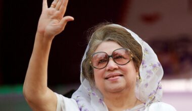 Khaleda Zia, pictured at a rally in 2014, was the first female prime minister of Bangladesh. Pic: Reuters/ Andrew Biraj