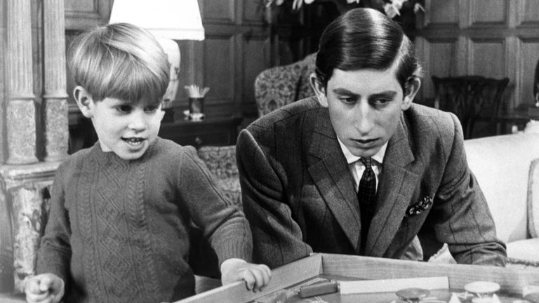Prince Charles, now King Charles III, in the same room at Sandringham with Prince Edward in 1969. Pic: PA