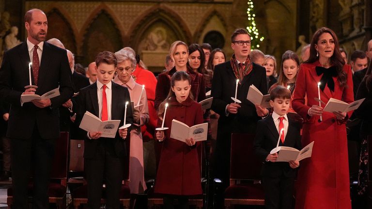 Kate was joined by the Prince of Wales and their children for last year's service. Pic: Reuters