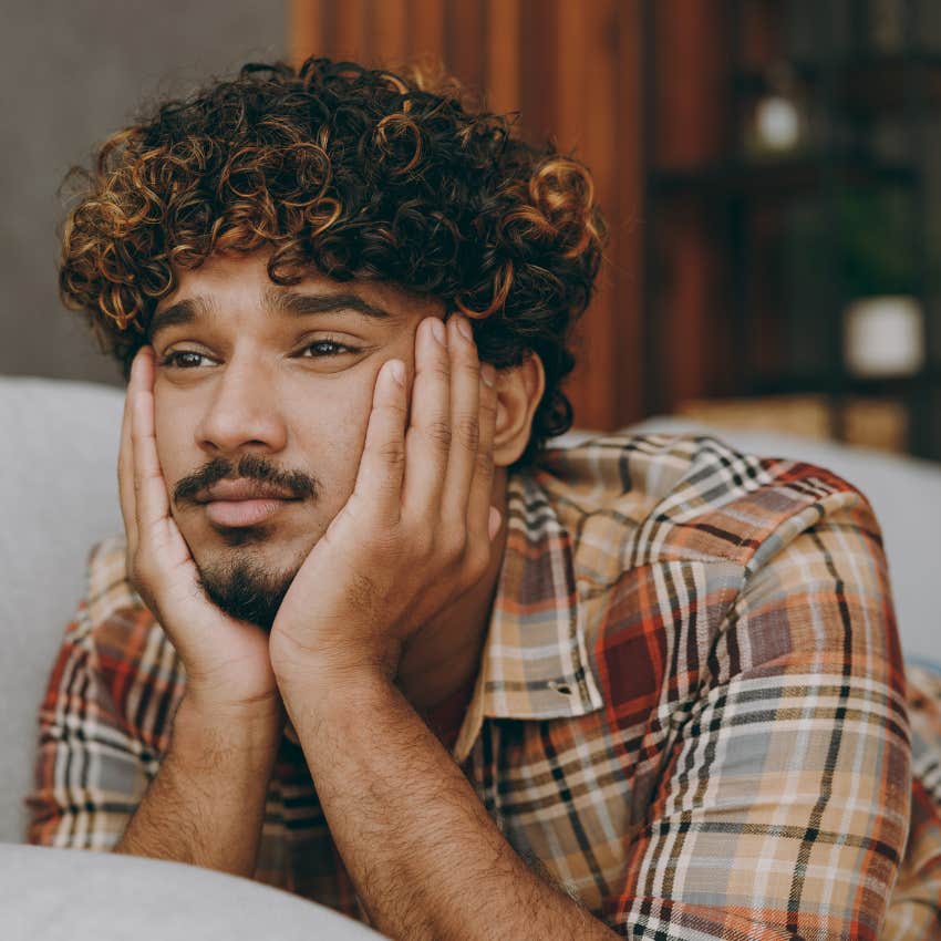 stressed young man letting his emotions pass