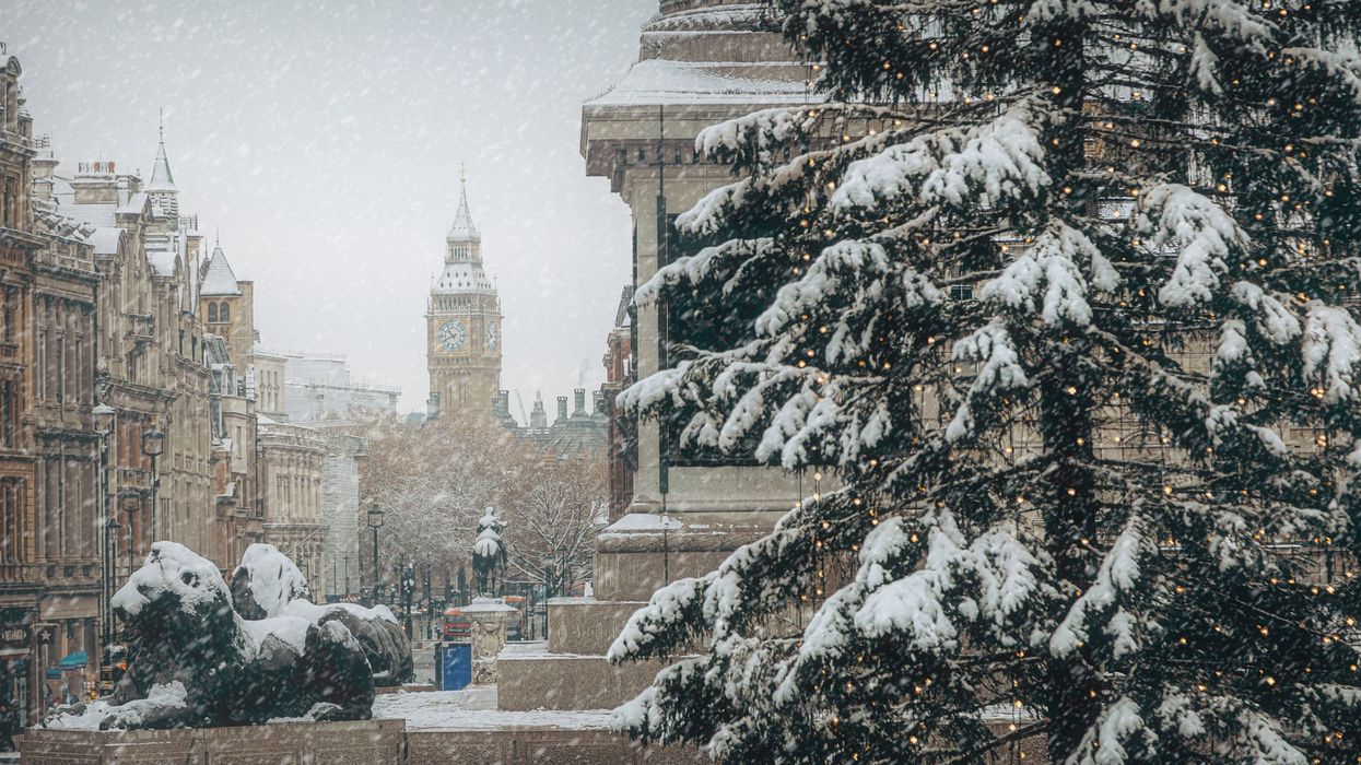Snow falling in London