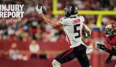 Drake London, Brandon Dorlus ruled out, James Pearce Jr. questionable vs. Seattle