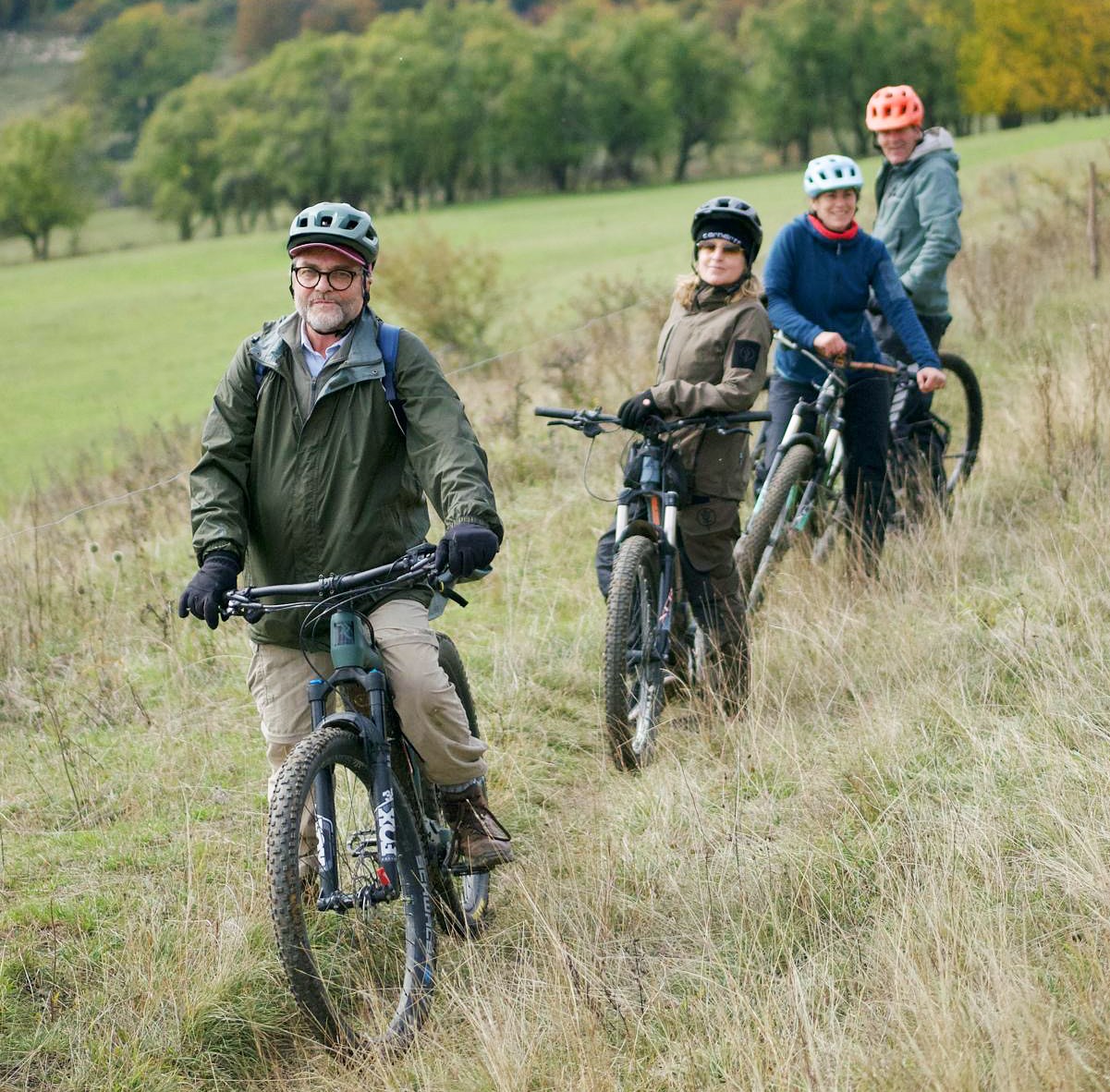 People cycling in Transylvania.
