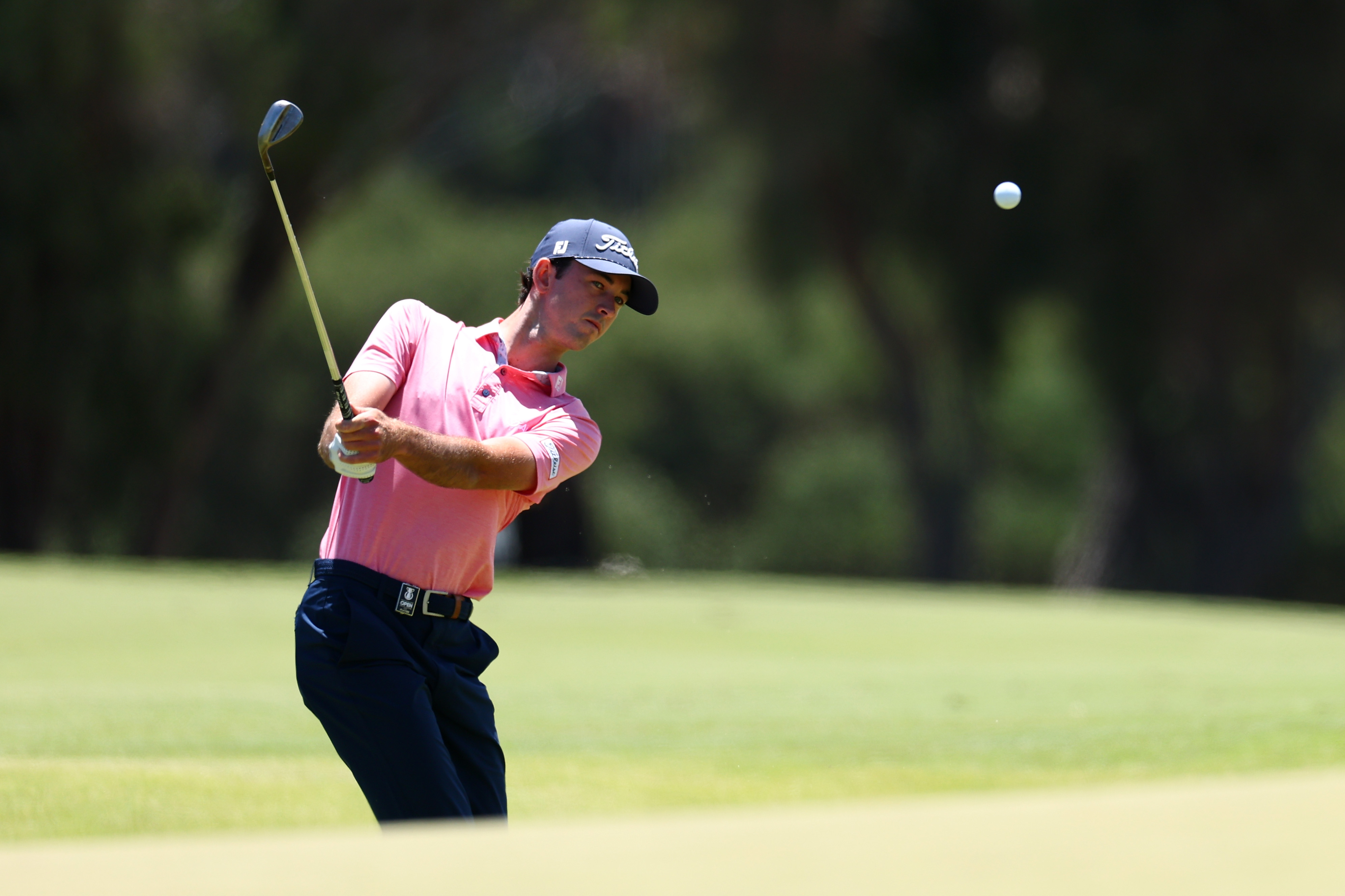 Elvis Smylie playing an approach shot on the eighth hole.