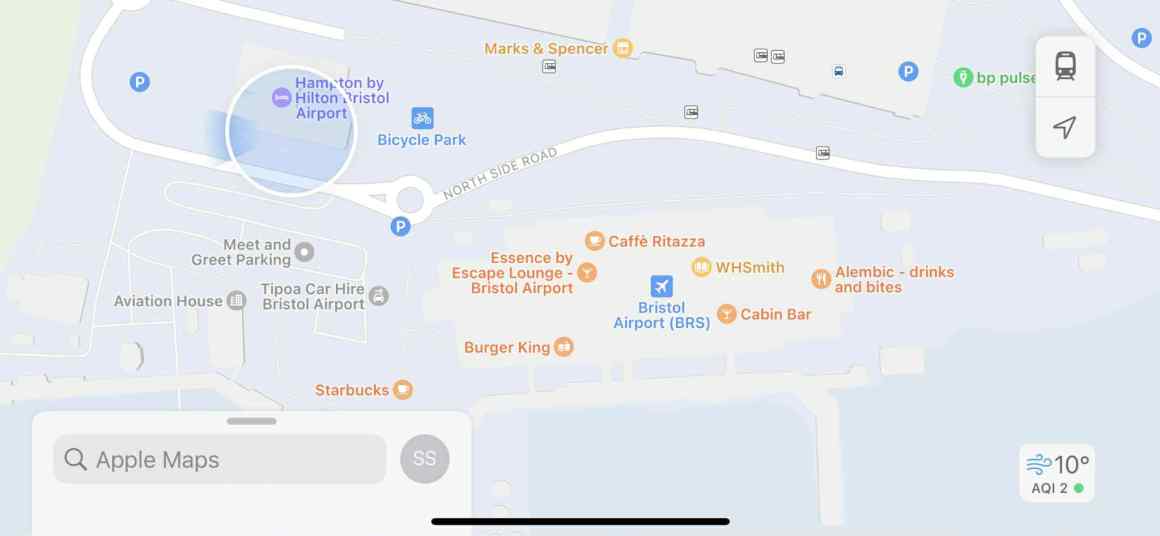 the location of the Hampton by Hilton hotel at Bristol Airport