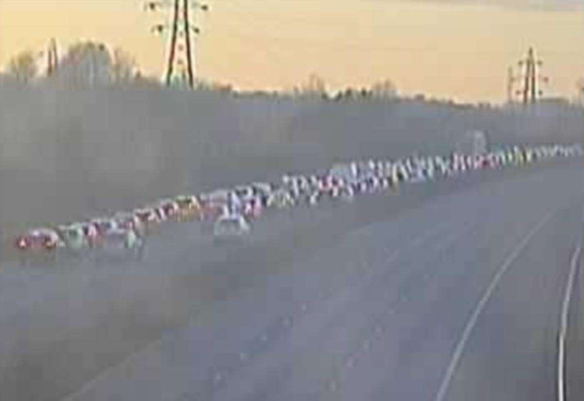 Traffic eases on the M20 London-bound between Hythe and Ashford after a medical incident