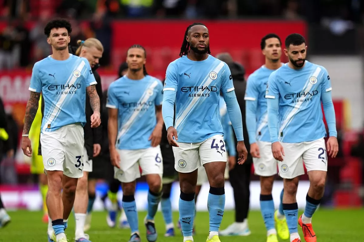 Manchester City's players following their Premier League defeat to Manchester United 