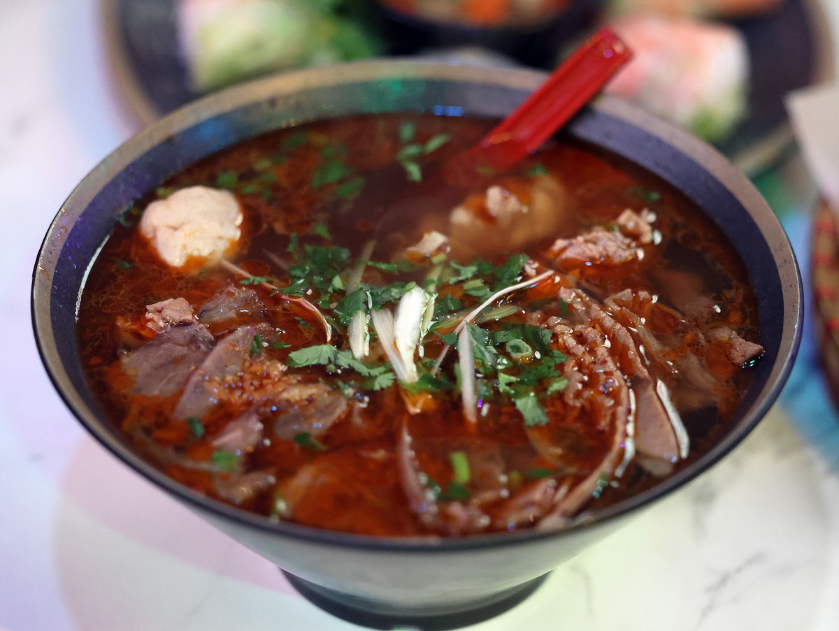 The restaurant serves a range of noodle Pho and Bun soups featuring the likes of beef, pork, chicken or tofu, priced between £14.50 and £16.90