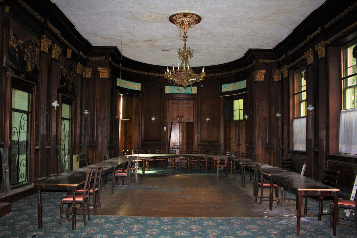 What the hall looked like inside before the fire