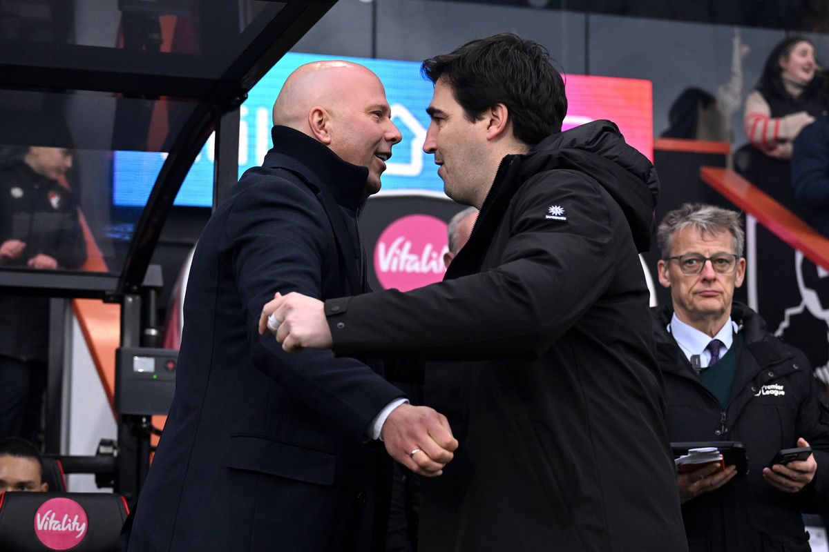 Arne Slot and Iraola are set to meet for a fourth time as Premier League coaches