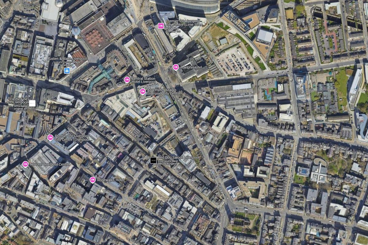 Ariel view of Liverpool city centre