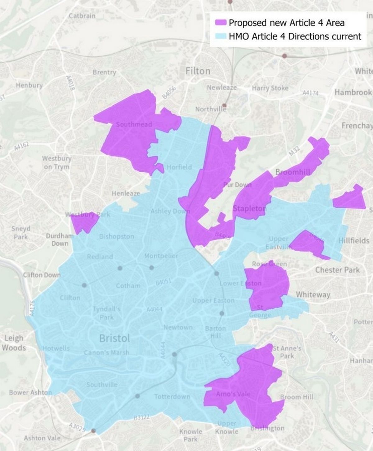 New and existing areas covered by Article Four directions