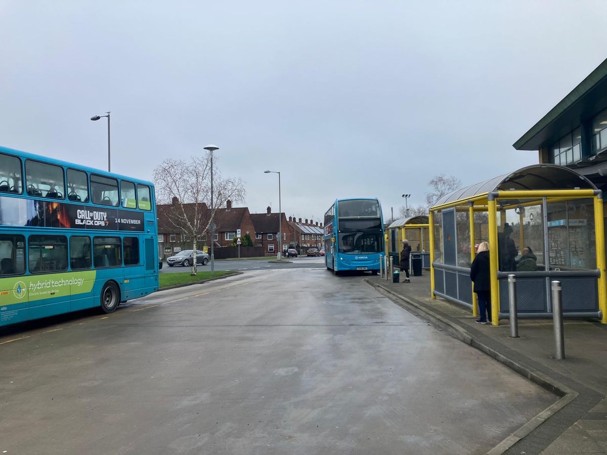 Bus stops outside Morrisons in Speke this afternoon