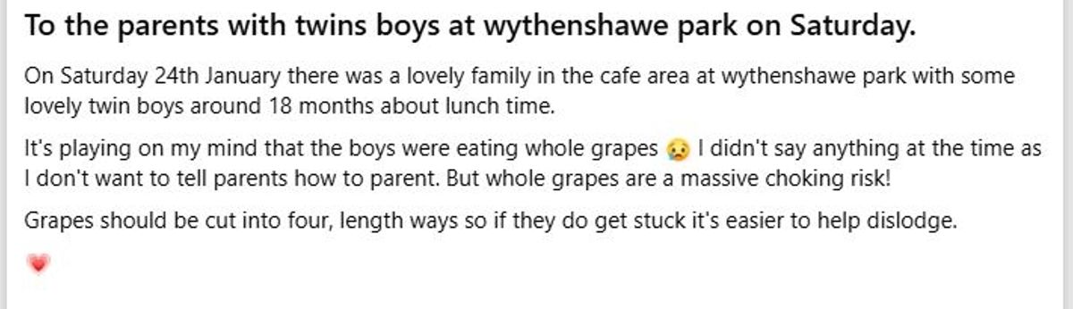 The Facebook post about the incident