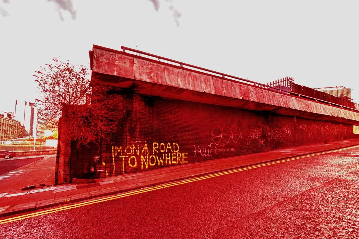 One of the abutments of the Churchill Way Flyovers 