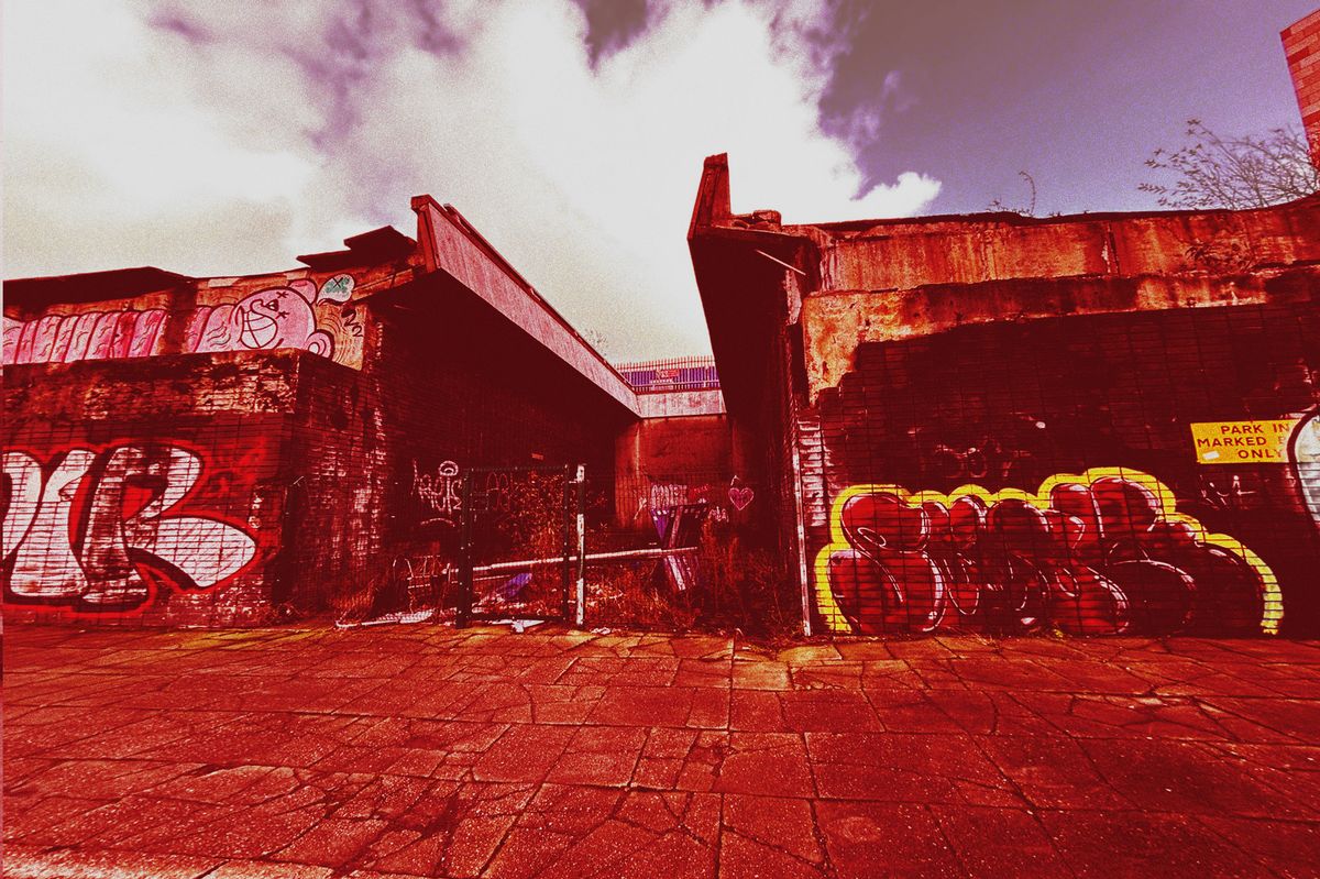 One of the abutments of the Churchill Way Flyovers 