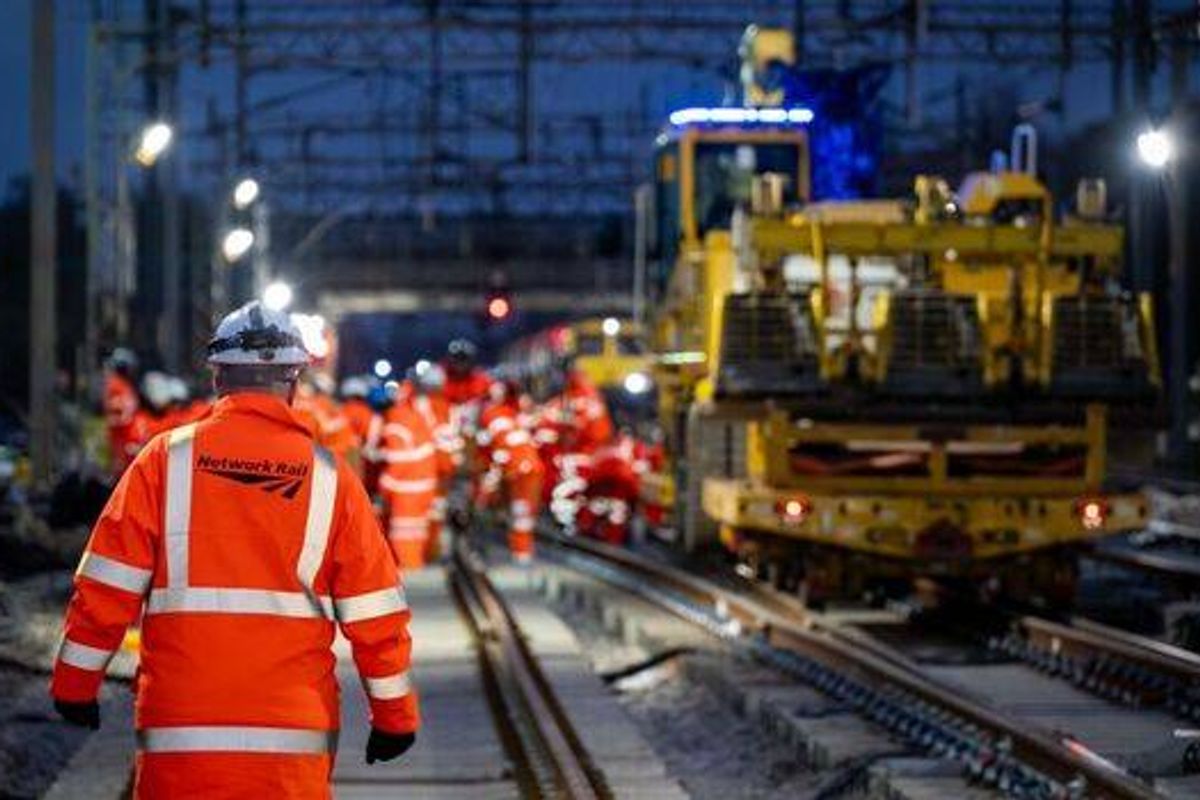 Engineers on railway line during works