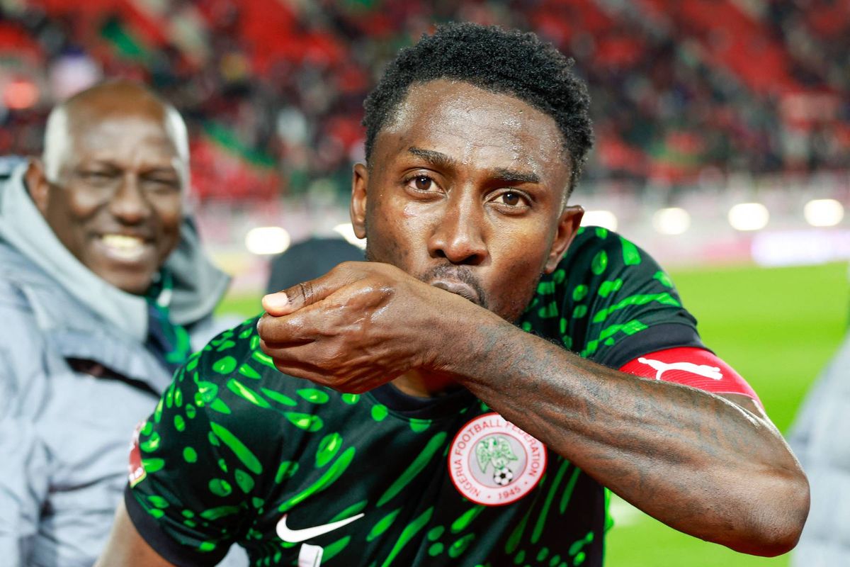 Nigeria's midfielder #04 Wilfred Ndidi celebrates after the Africa Cup of Nations (CAN) Group C football match between Nigeria and Tunisia at Fez Stadium in Fez on December 27, 2025.