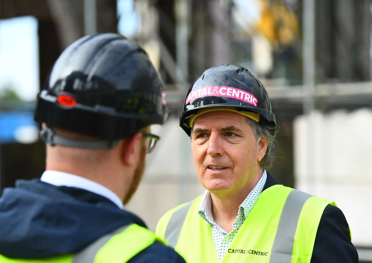 Steve Rotheram, Mayor of Liverpool City Region, on site at Littlewoods in 2024