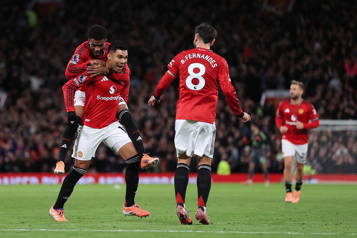 Casemiro celebrates scoring for Manchester United