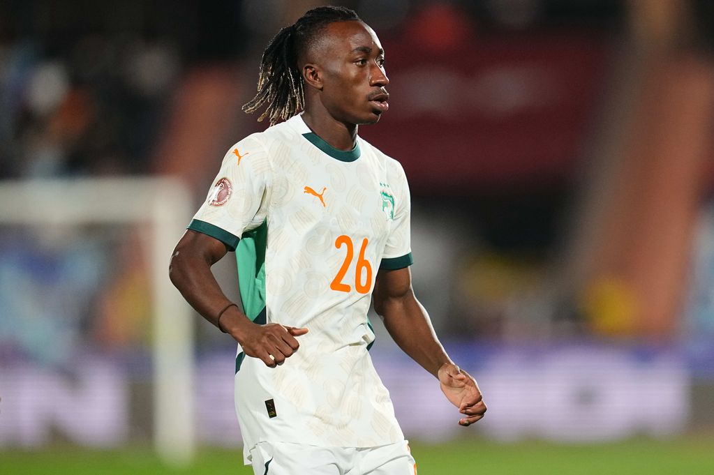 Yan Diomande in action for Ivory Coast at AFCON