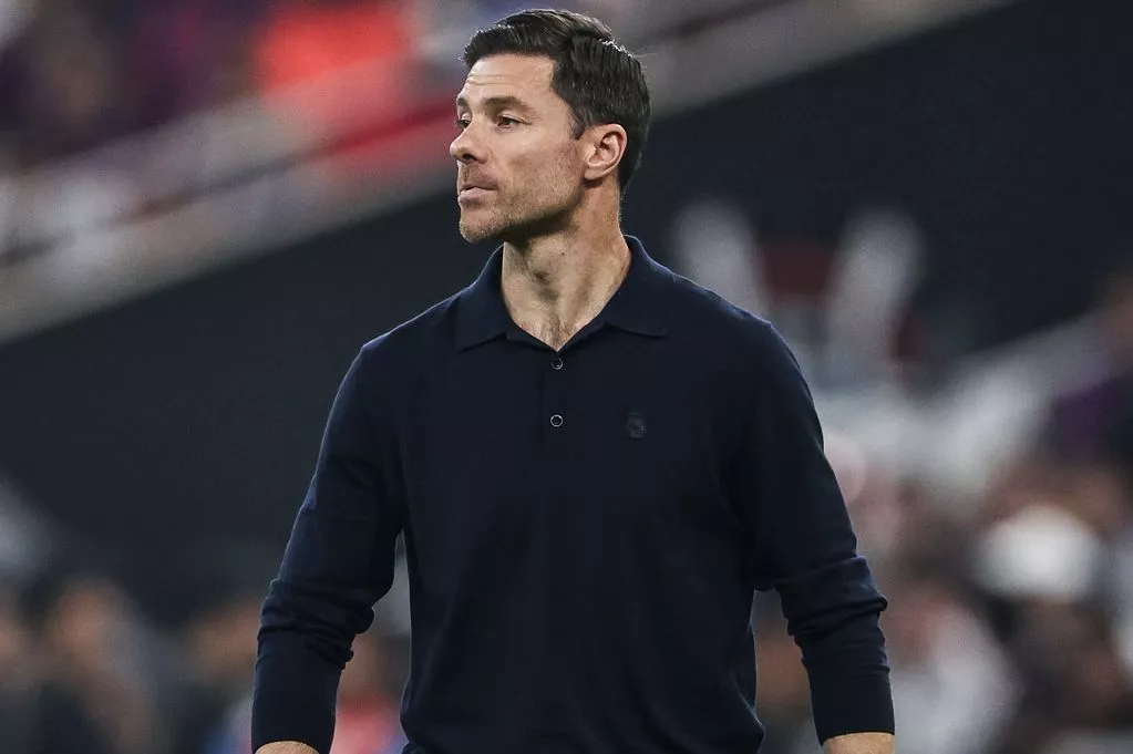 Xabi Alonso looks on during the Spanish Super Cup final between Real Madrid and Barcelona