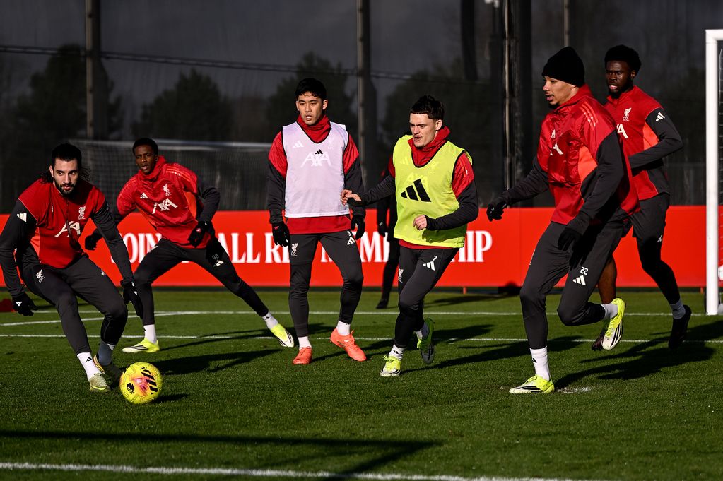 Liverpool players in training ahead of the clash with Burnley