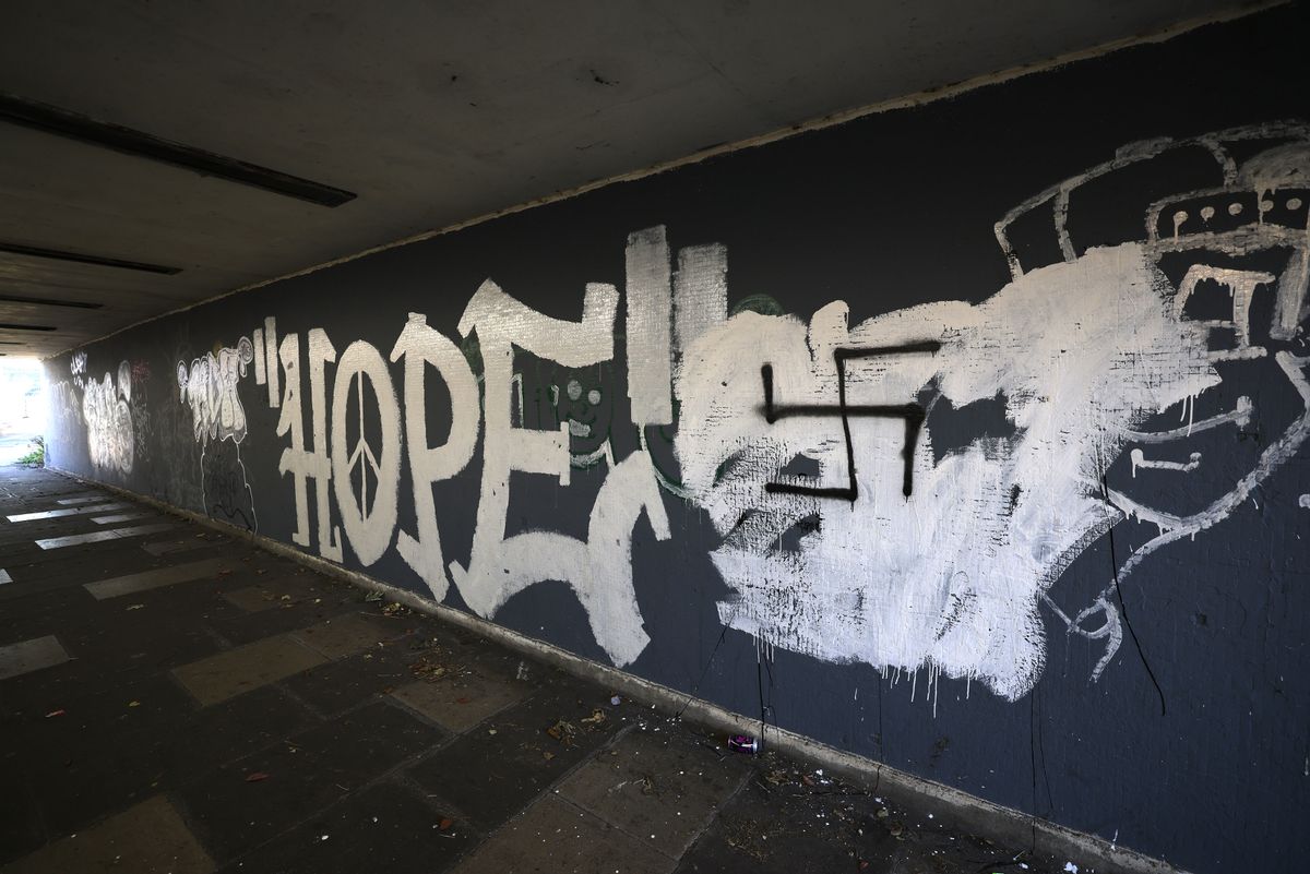 Graffiti on the walls of an underpass in Litherland, Liverpool