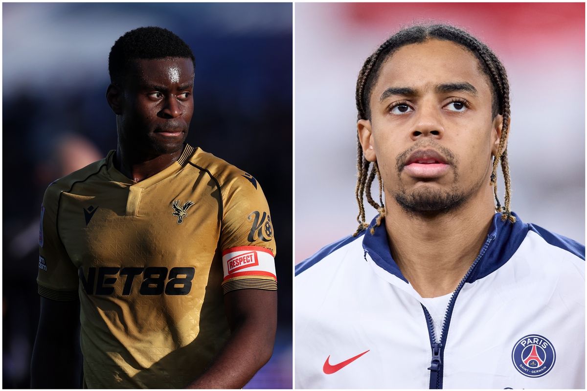 Marc Guehi of Crystal Palace and Bradley Barcola of Paris Saint-Germain